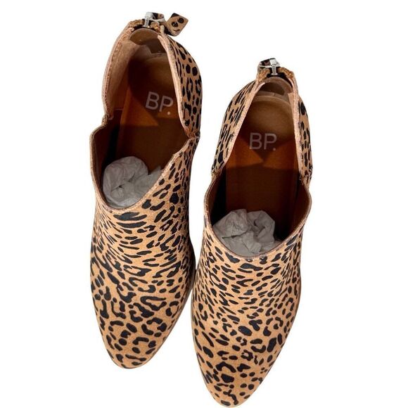 BP Leopard Leather Suede Side Zip Bootie Boot 6M NIB Mob Wife Animal Print - Picture 4 of 9